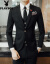 プリイボア男性花婿礼服韓国式修身職業外套イギリス風カーバイズ3点セット黒L(50)