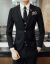プリイボア男性花婿礼服韓国式修身職業外套イギリス風カーバイズ3点セット黒L(50)