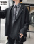 2019春新品の香港风ブレザ男性韩国式ゆったりー学生服単西着潮黒XL