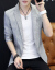 マサロ男性の夏の薄手の7分袖スエーツ韓国式修身おしゃれ中袖ブレザ夏の小ささいぬブレザ灰色175/XL