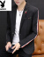 ℘プレイボーイフラッグシップのオフィシャルショップℑ韓国式は薄手のスーツスーツの男性修身の格好が良い小さいスーツの二点セットの青年イギリスファッションコートのスーツの黒（単品の上着）165/M