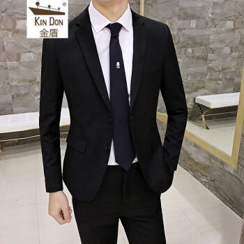 ℘金盾ℑ軽奢ブランド新郎スーツ男性結婚服スーツスーツ男性セット男性2点セット韓国式修身ビジネススーツ新品黒XL
