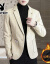 プレイボーイ（都市新貴）秋冬の小さいスーツの男性韓国式修身おしゃれ青年は少し厚めのチェックの毛を詰めています。スーツのコートは灰色の165/Mです。