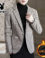 プレイボーイ（都市新貴）秋冬の小さいスーツの男性韓国式修身おしゃれ青年は少し厚めのチェックの毛を詰めています。スーツのコートは灰色の165/Mです。